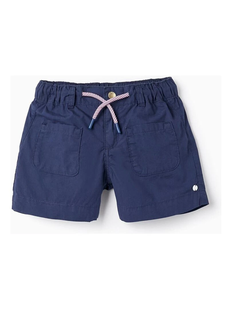 Shorts en Coton avec Cordon Contrastant pour Fille PICASSO Bleu foncé
