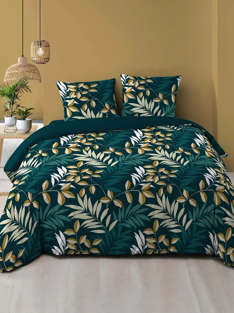 Housse de couette + 2 taies Collection Feuille de nelida Vert