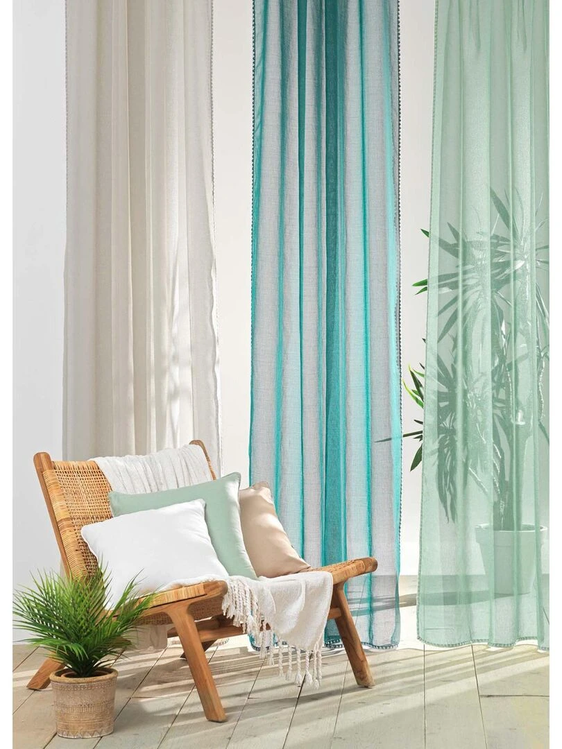 Voilage sablé à finition brodée   Vert olive