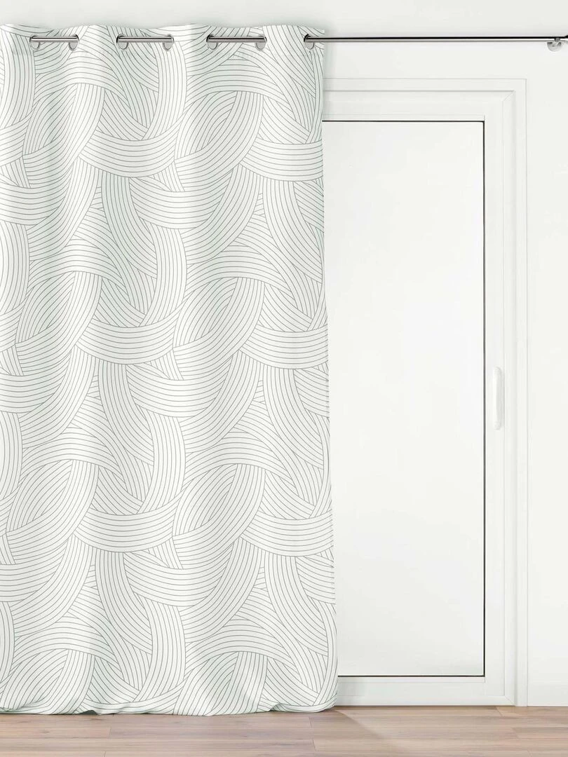 Rideau à motif graphique Blanc