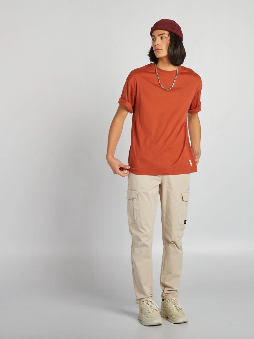 Pantalon slim multipoches Beige