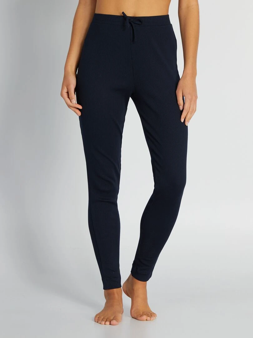 Pantalon en maille côtelée Bleu