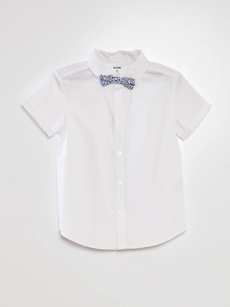 Chemise manches courtes + nœud papillon Blanc