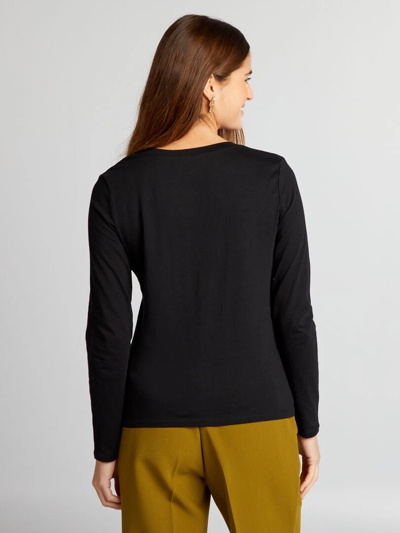 T shirt col V   noir