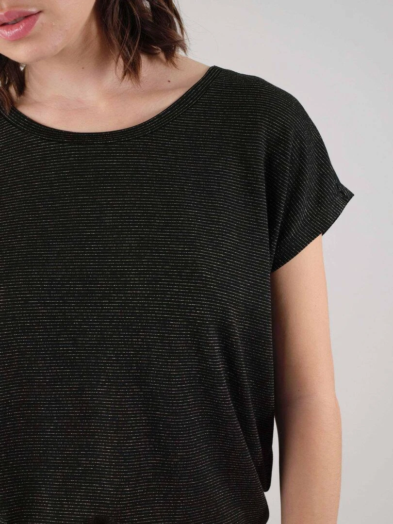 T shirt basique fantaisie pour femme 'Deeluxe'   Noir