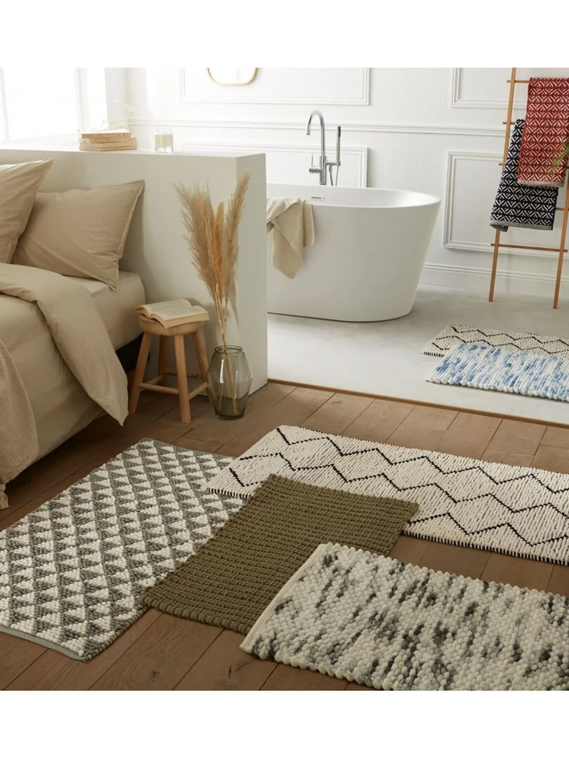 Guy Levasseur   Tapis de bain en polycoton uni kaki   Vert kaki