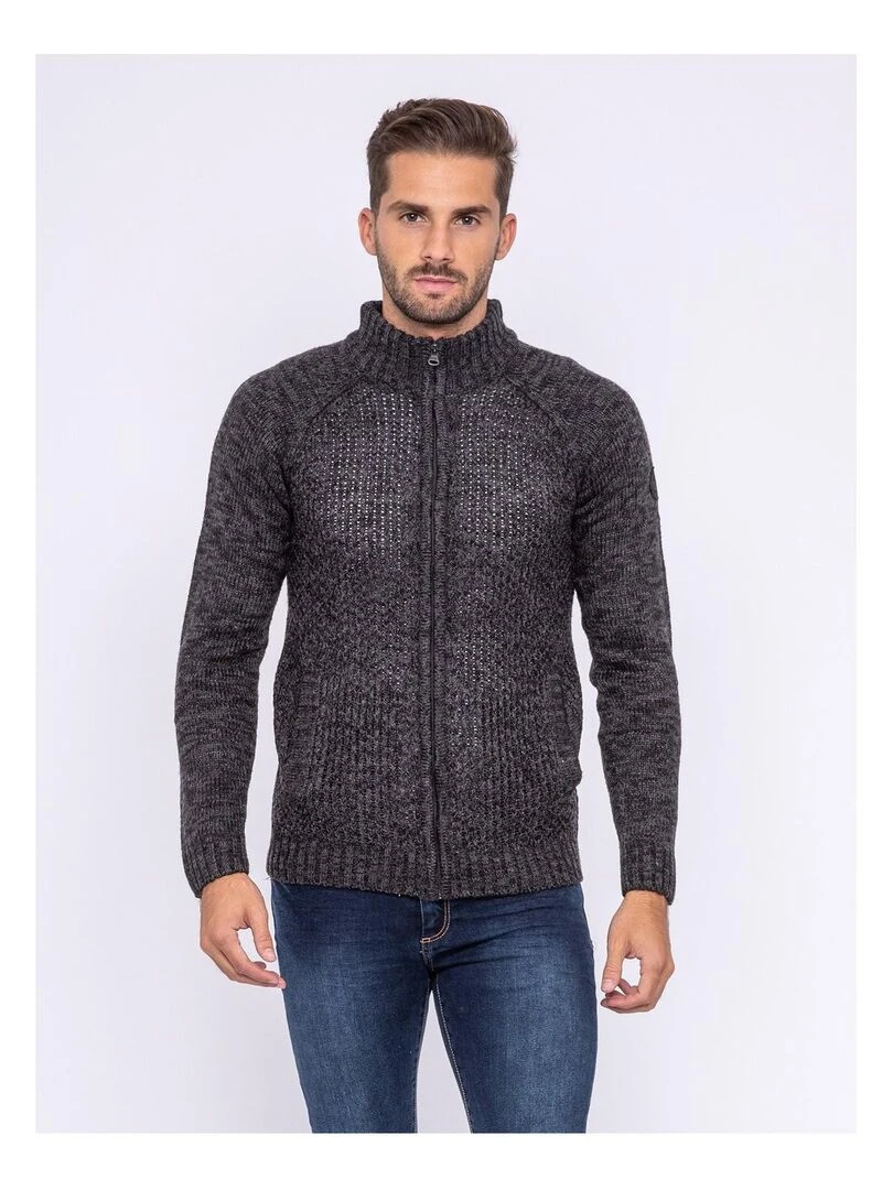 Gilet zippé col montant LIVIER Gris foncé