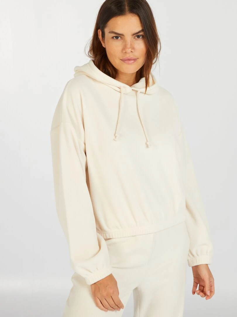 Sweat polaire à capuche   Blanc