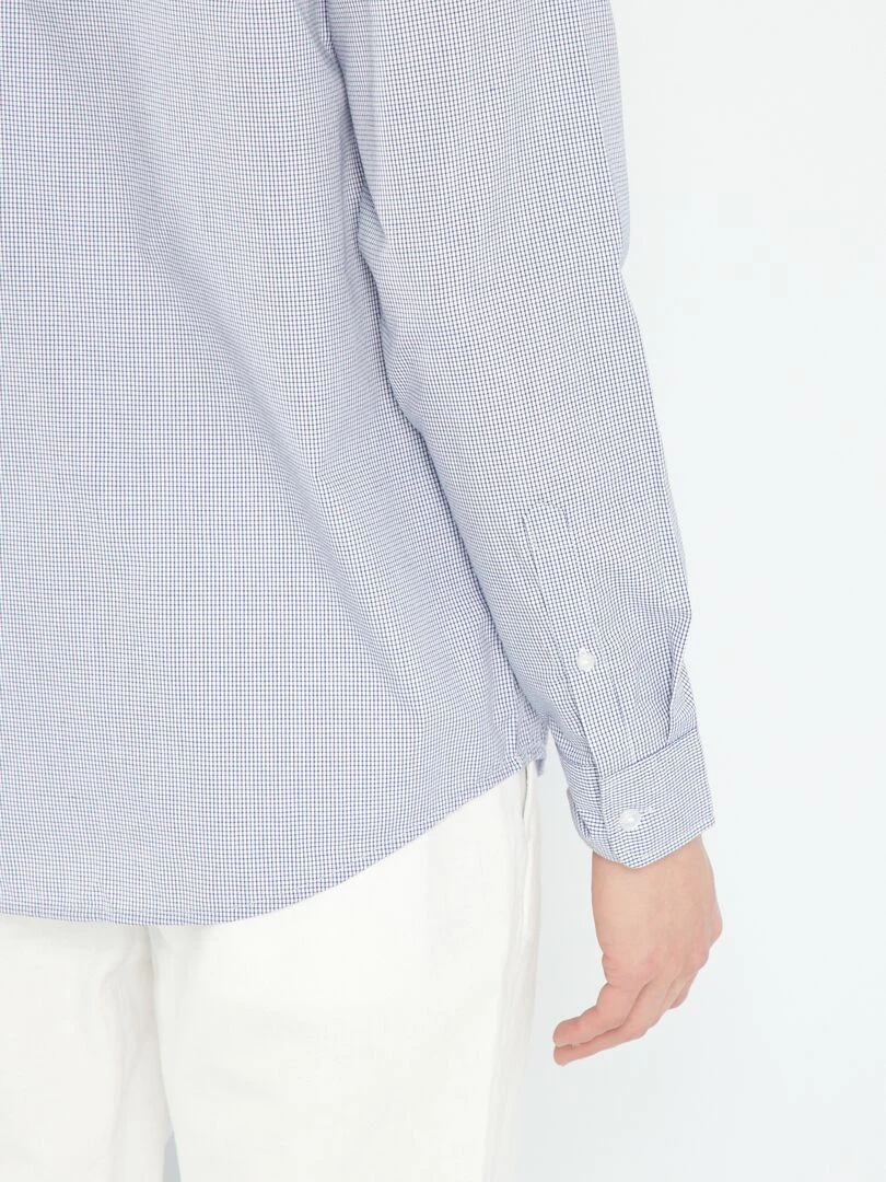 Chemise droite à carreaux   Blanc/bleu marine