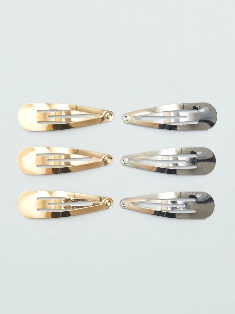 Lot de 6 pinces à cheveux Gris/doré