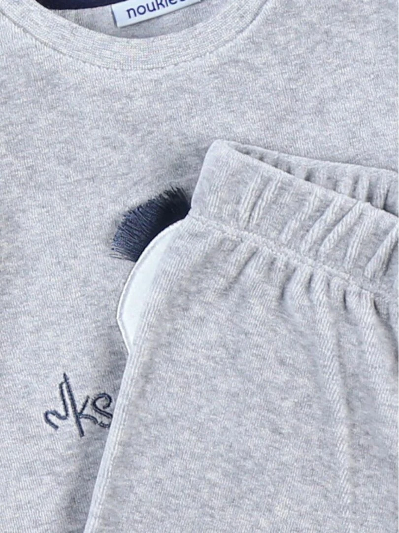 Pyjama 2 pièces éléphant en velours  chiné   Noukie's   Gris