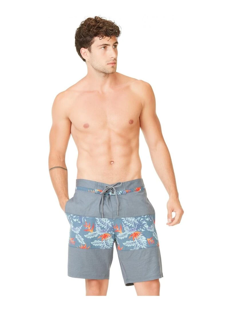 Boardshort long homme touché coton Flow Freegun   Gris