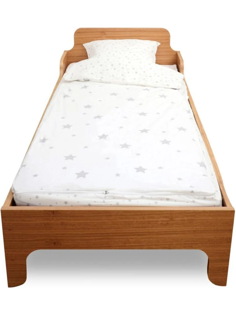 Bleu Câlin Caradou® Mixte Etoiles Parure de Lit Enfant : Couchage Tout en Un avec Couette   90x190cm   Blanc Gris