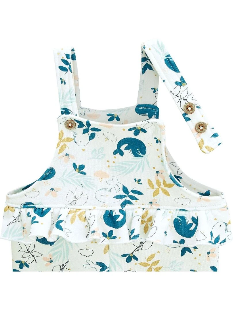 Ensemble salopette bébé en molleton et t shirt Moana   Ecru