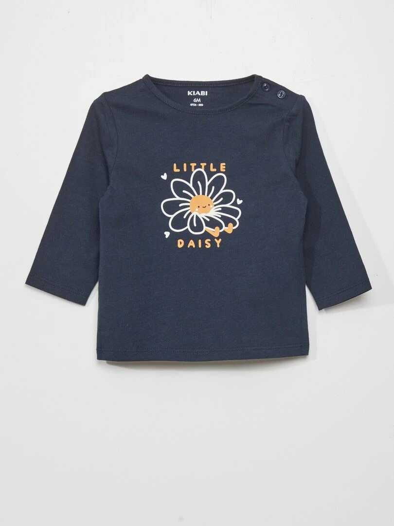T shirt manches longues imprimé Bleu marine