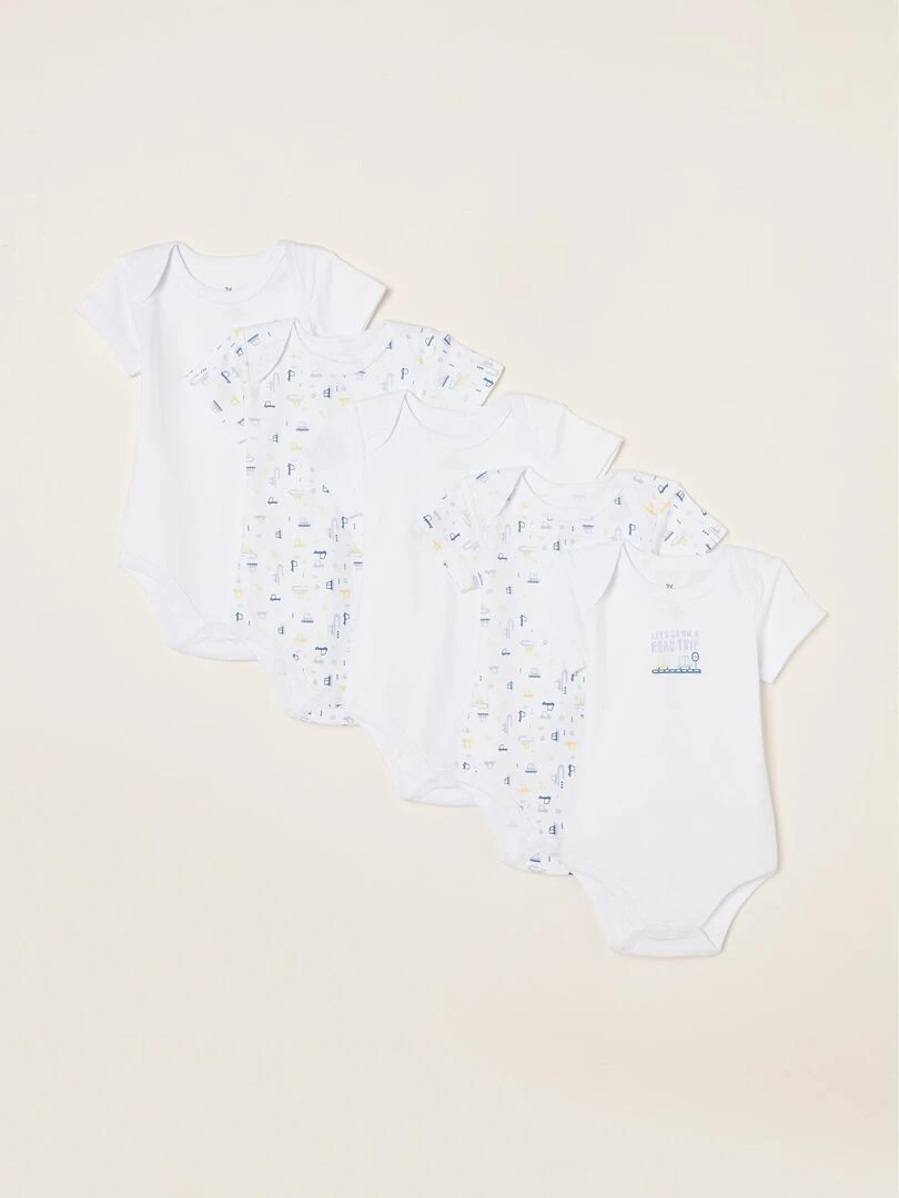 Bodies 100% coton manches courtes essentials line lot de 5 'Zippy' Blanc