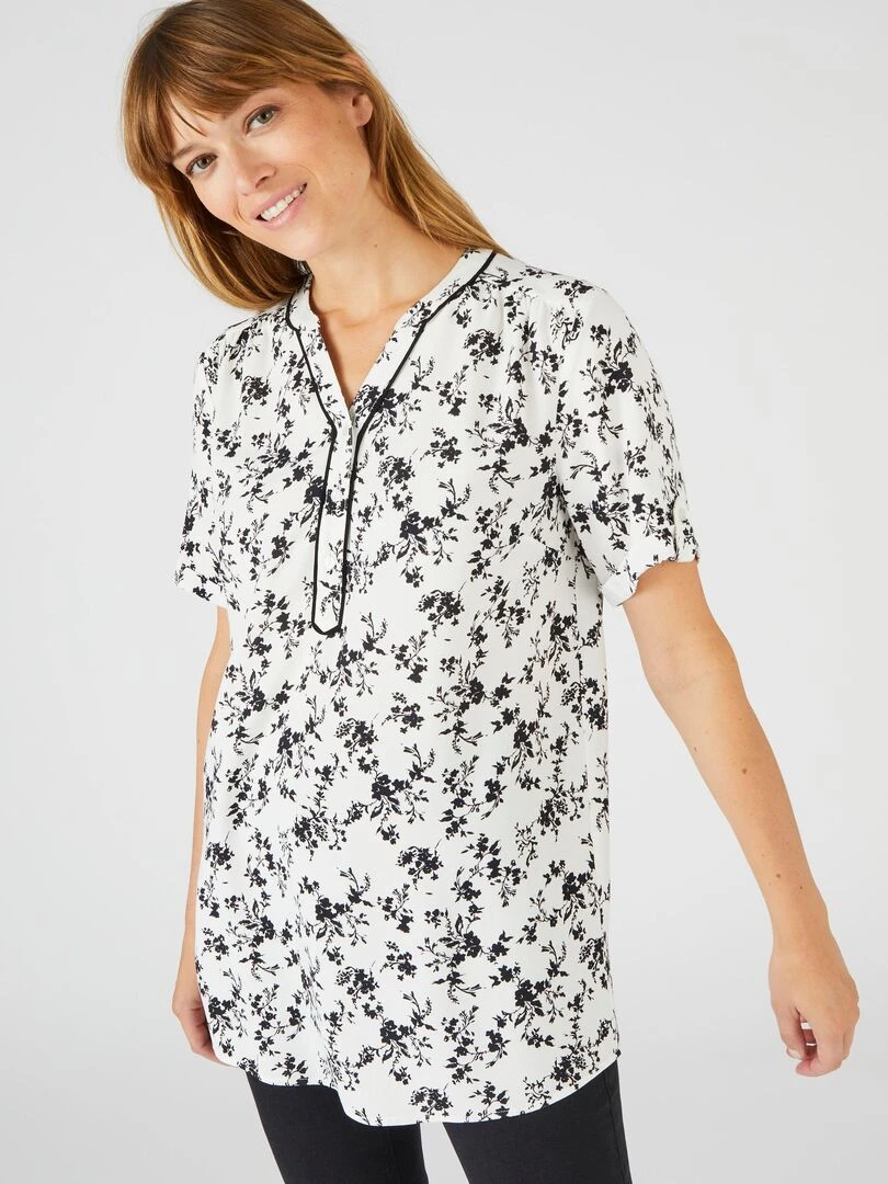 Tunique imprimé floral Damart Noir