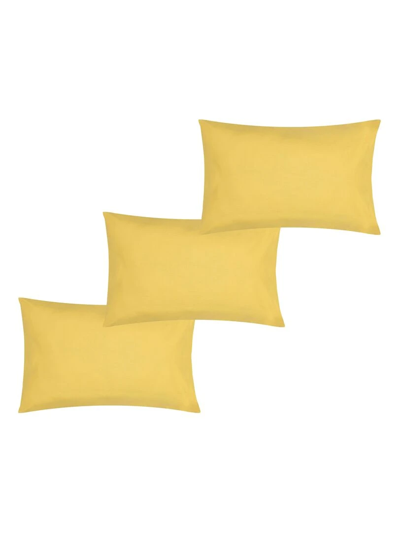 Lot x3 Taies d'oreiller 40x60 cm 100% coton Bio 'Ptit Basile' Jaune or