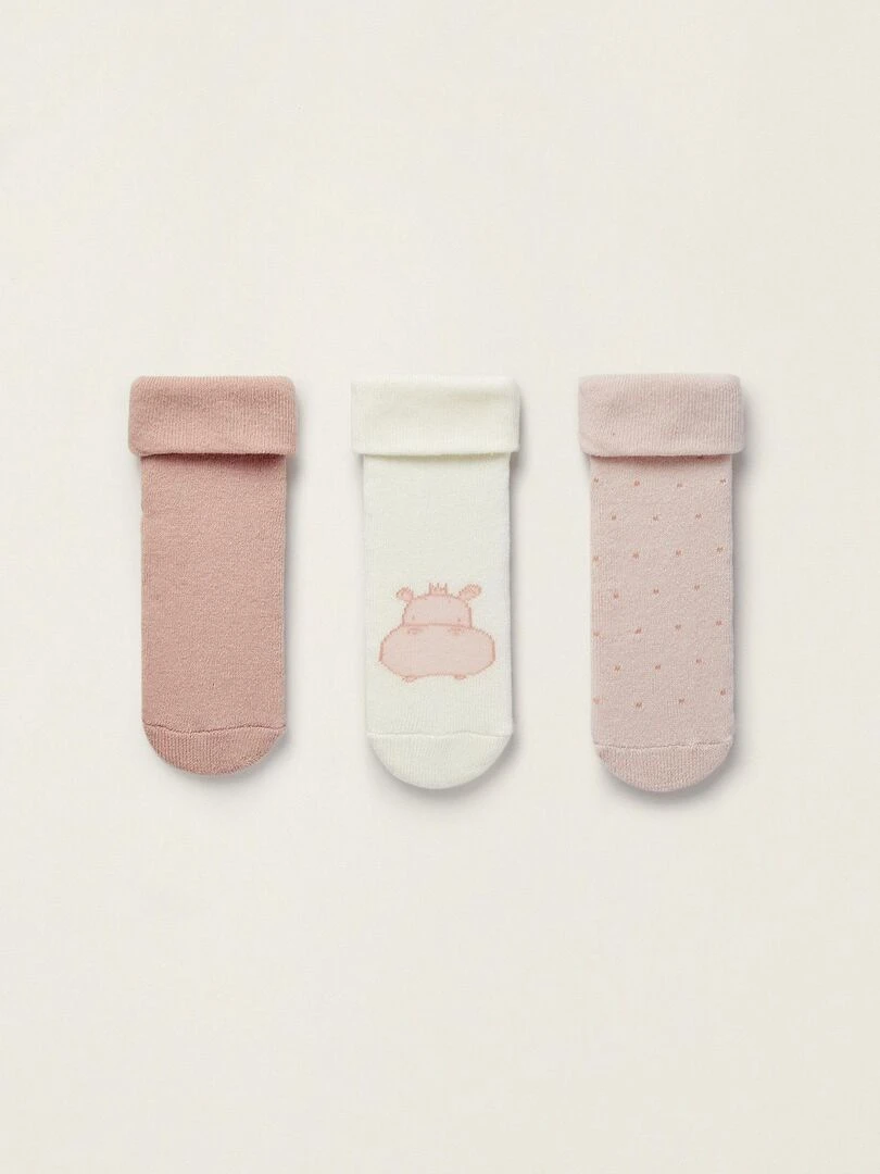 Pack 3 Paires de Chaussettes avec Revers pour Nouveau Né et Bébé EARLY BLOOM Multicolore