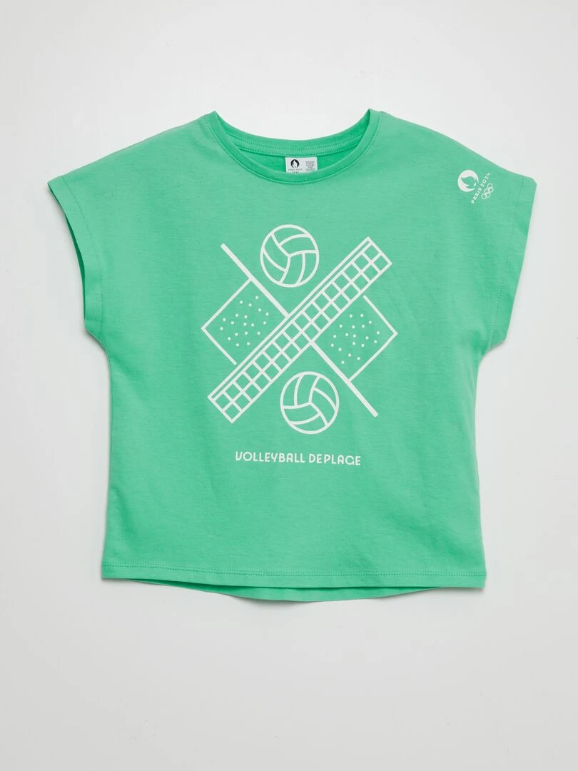 T shirt à col rond Paris 2024 Vert