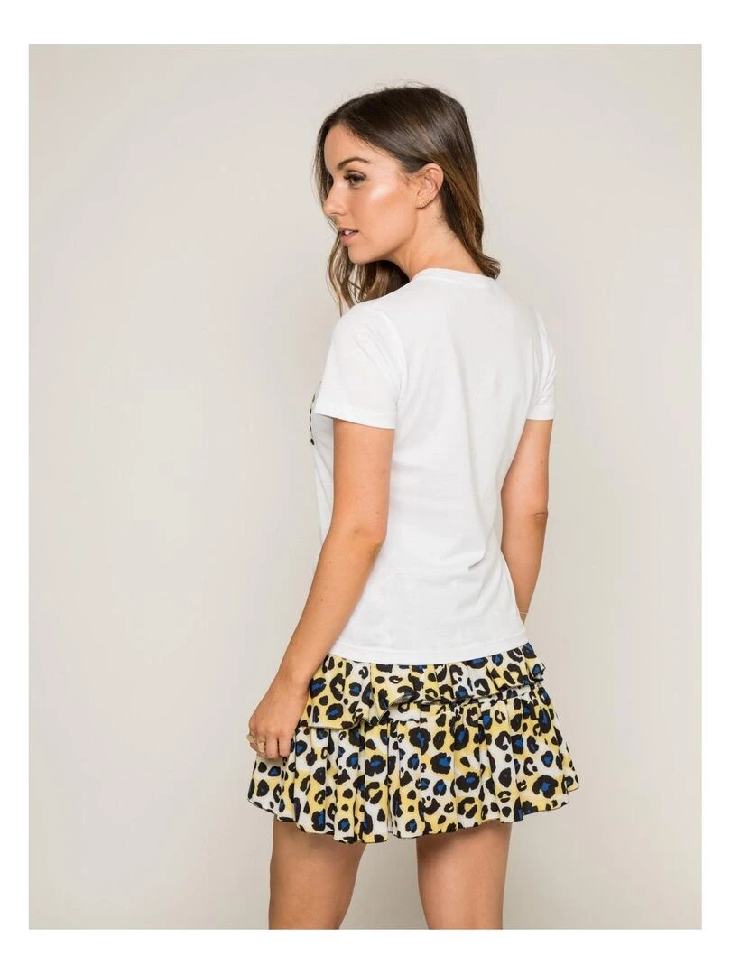 T shirt col rond message FOVE   Jaune