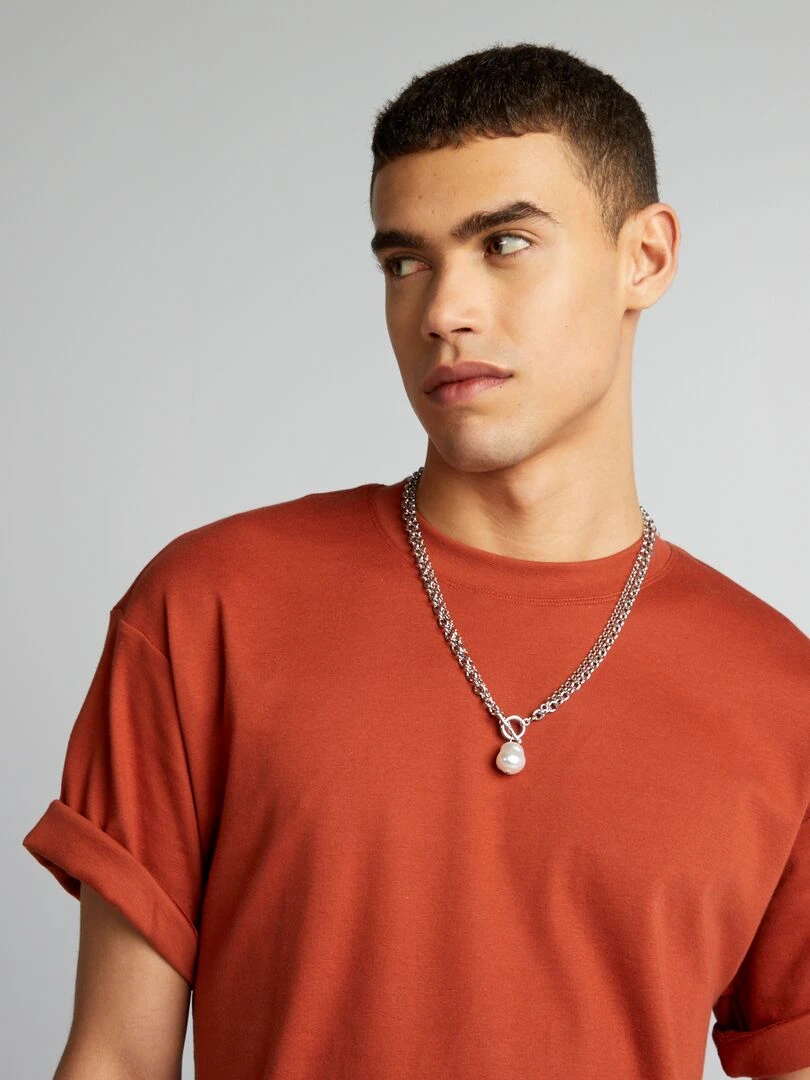 T shirt col rond en coton   Orange