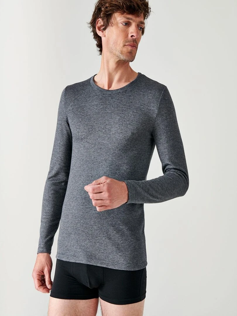 T shirt tricot double face manches longues Thermolactyl Damart Gris
