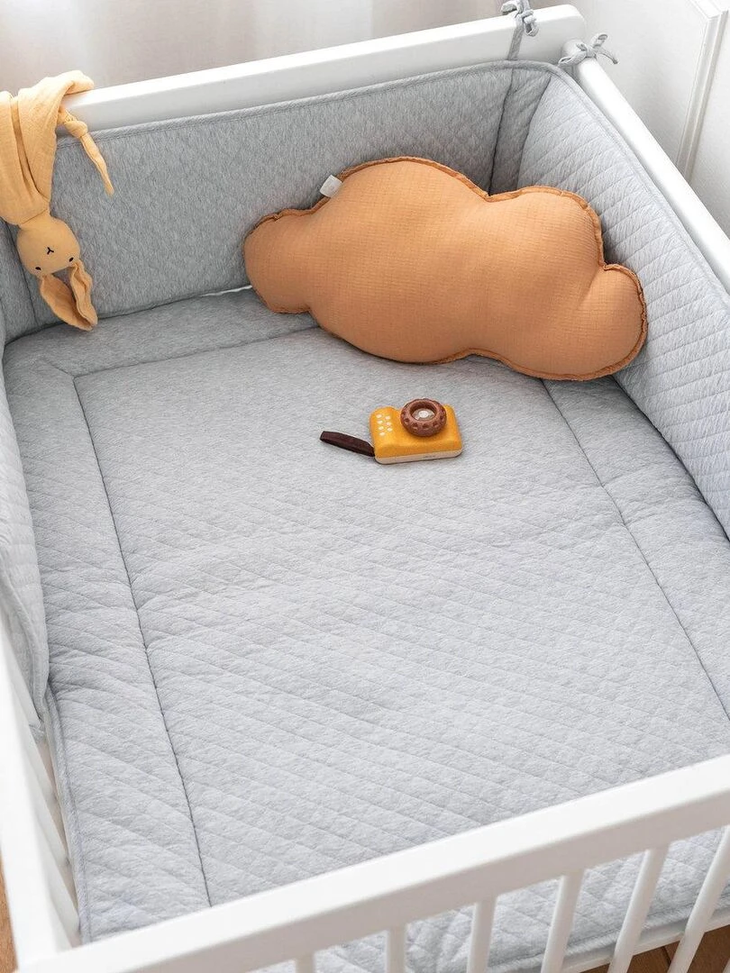 Bemini Tour de lit et parc Pady quilted jersey Gris chiné