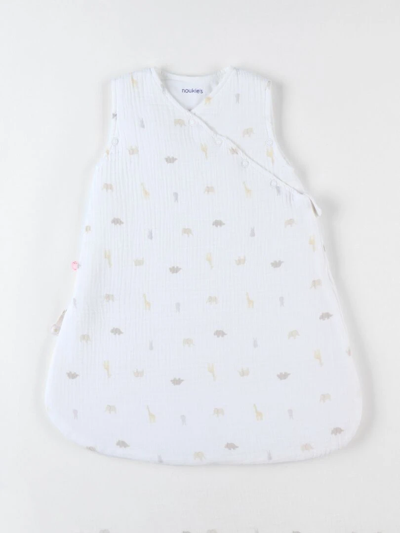 Gigoteuse 50 cm imprimé animalier en mousseline ouatinée Beige