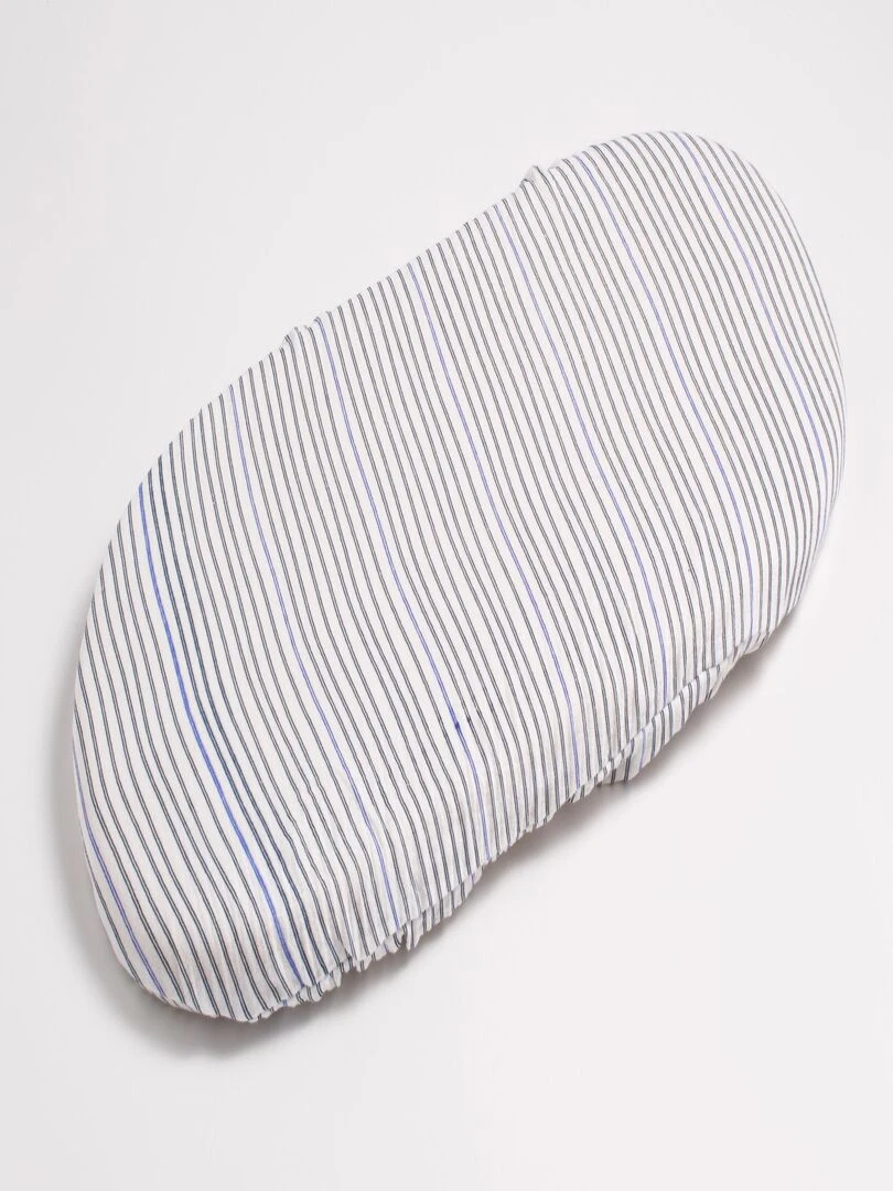 Couffin bébé en fibres naturelles avec habillage tissu SAUTHON Bleu Blanc
