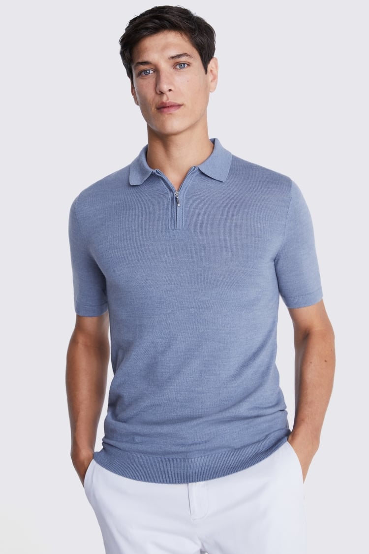 Ecru Bouclé Zip-Neck Polo Shirt   Buy Online at Moss