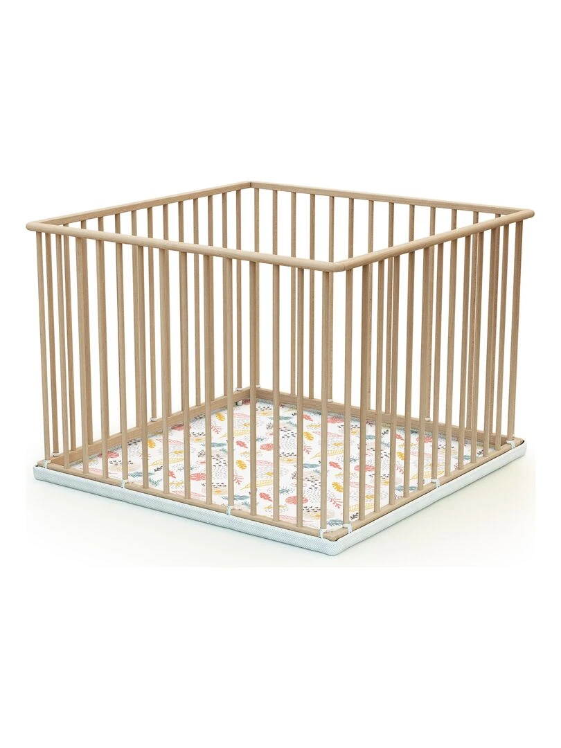 WEBABY Parc fixe 100x100 Hêtre Brut Marron clair