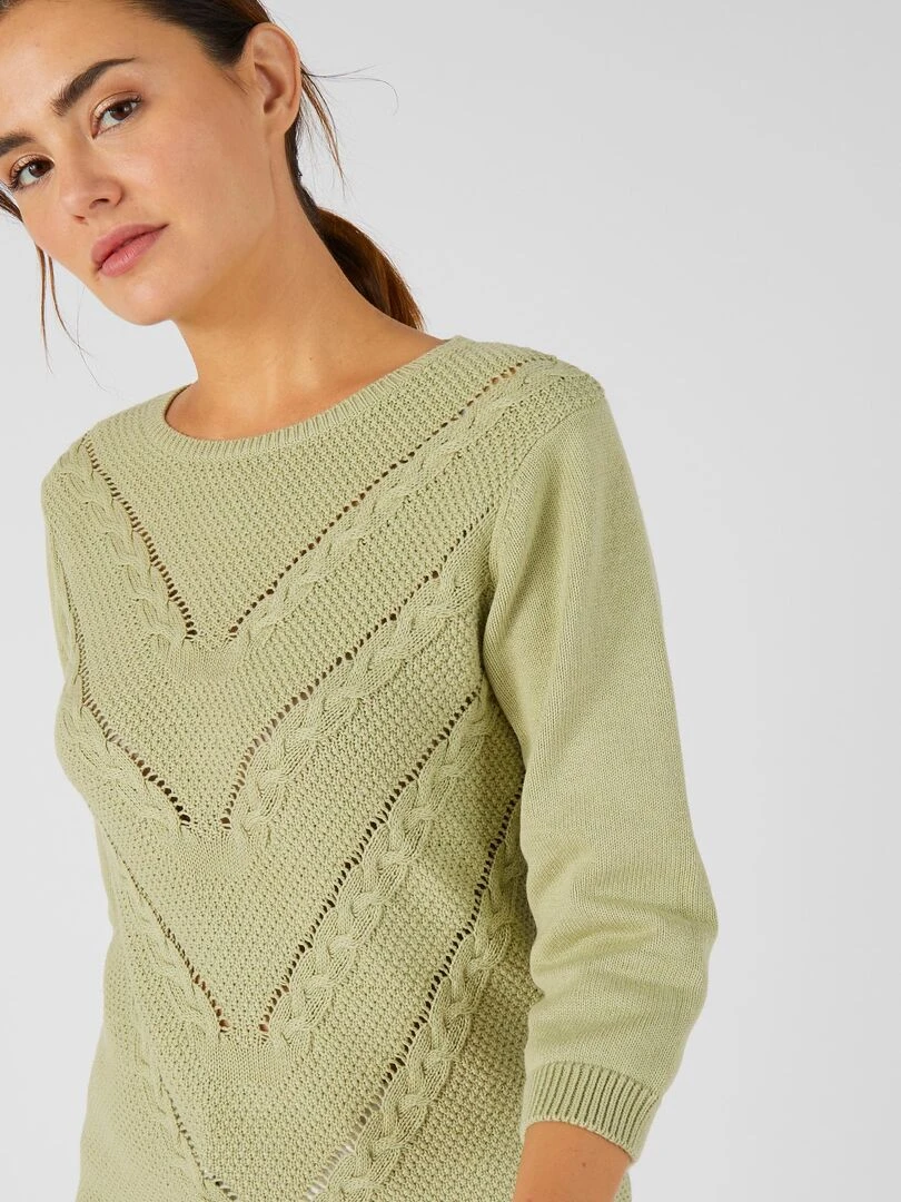 Pull torsadé col rond Damart Vert