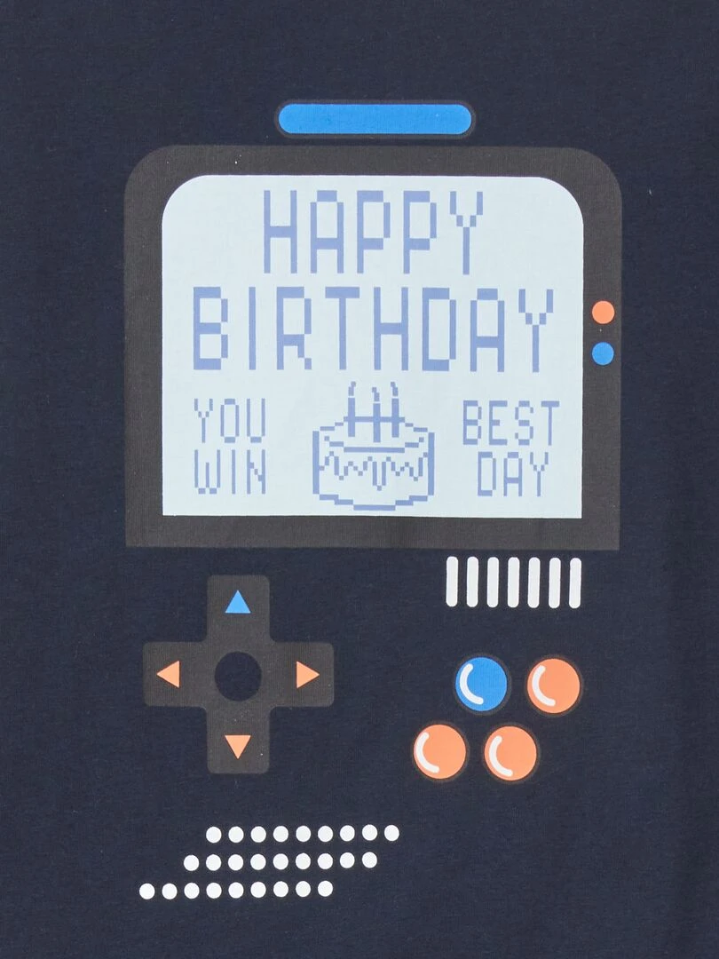 T shirt manches courtes 'anniversaire' Bleu