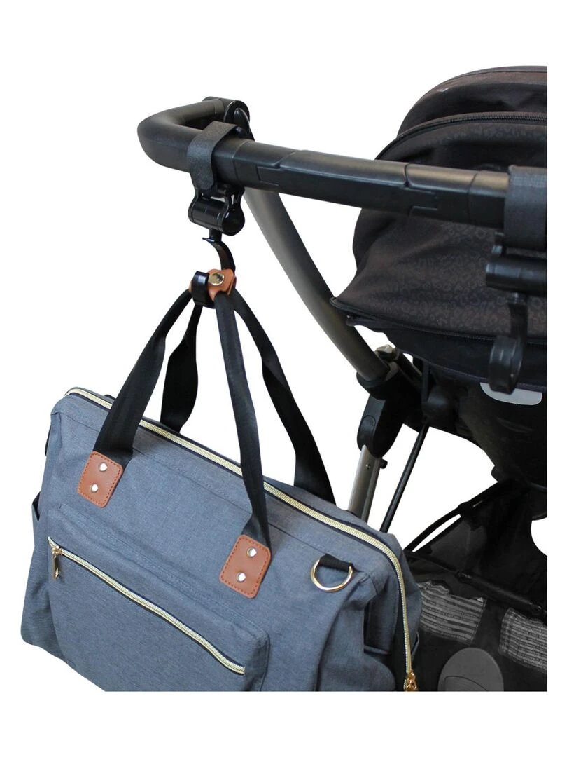 Lot de 4 crochets rotatifs universels pour poussette   Baroud   Monsieur Bébé   Noir