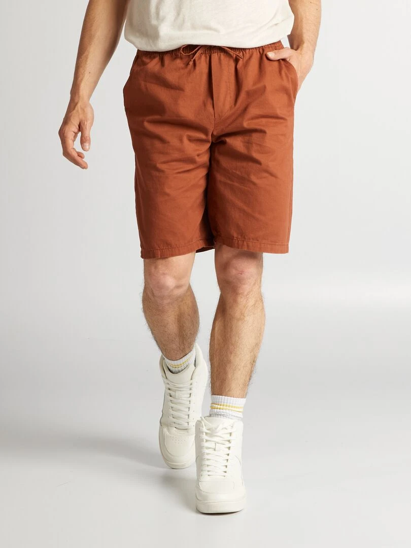 Bermuda chino avec taille élastiquée Marron