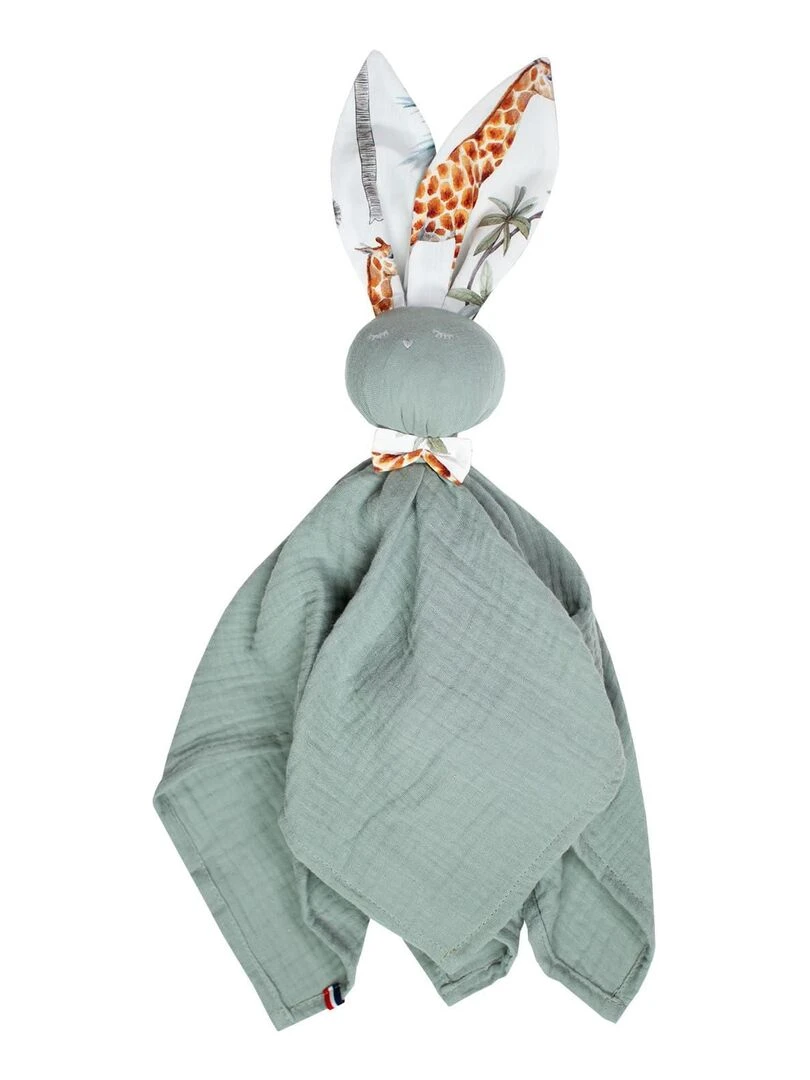 Doudou plat Lapin Safari Vert