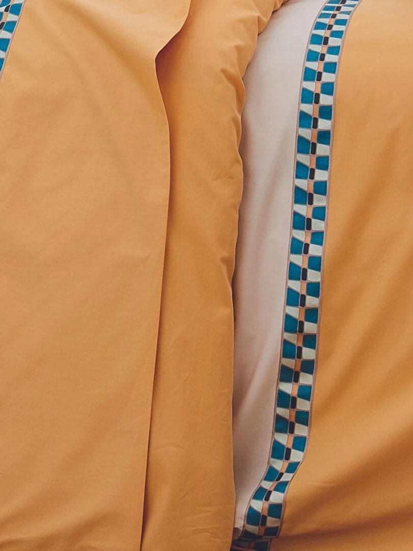 Housse de couette percale avec galon Jaune
