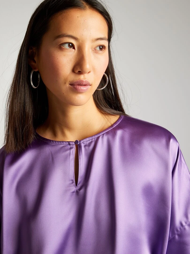 Blouse sans manches unie et satinée   Violet