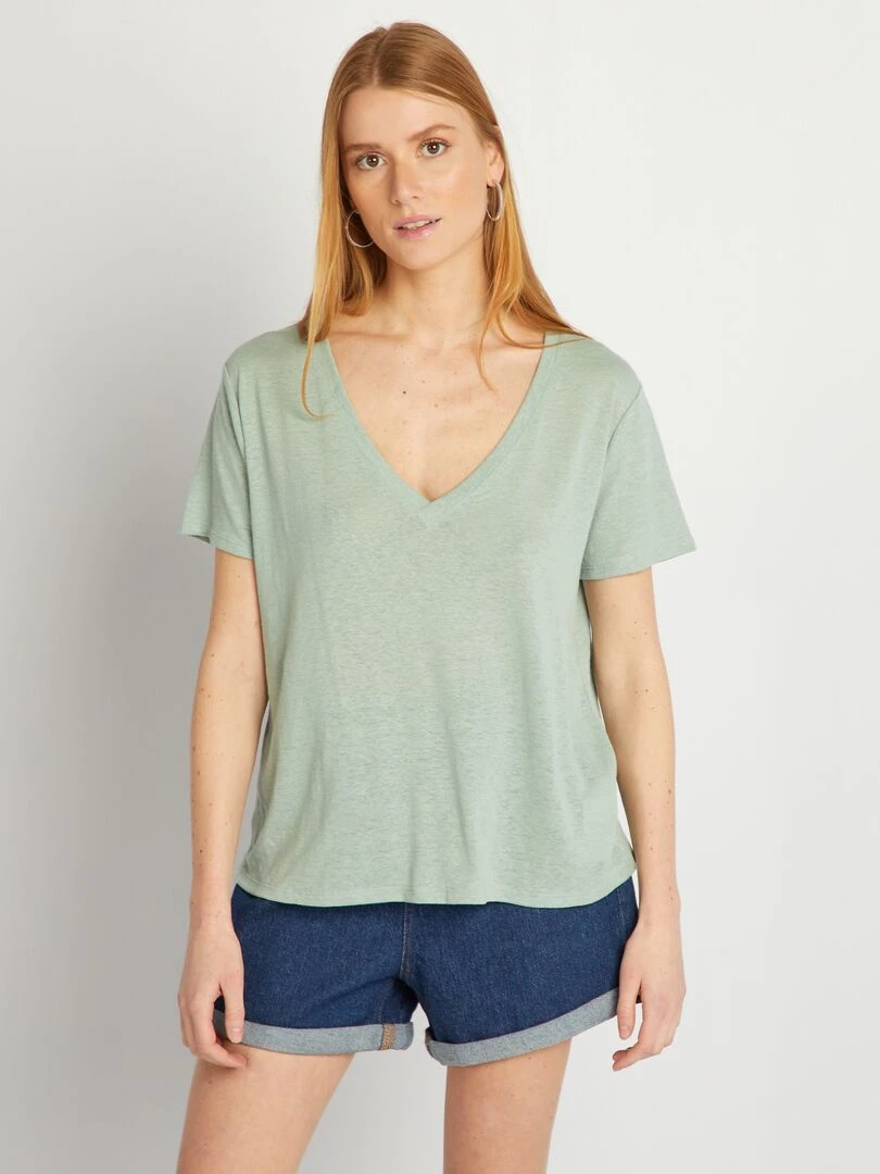 T shirt basique manches courtes   Vert