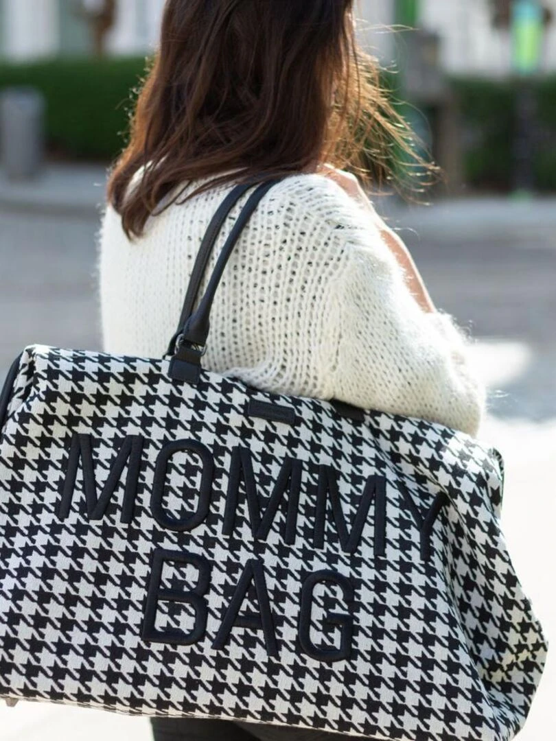 Sac à langer Mommy bag pied de poule noir Noir