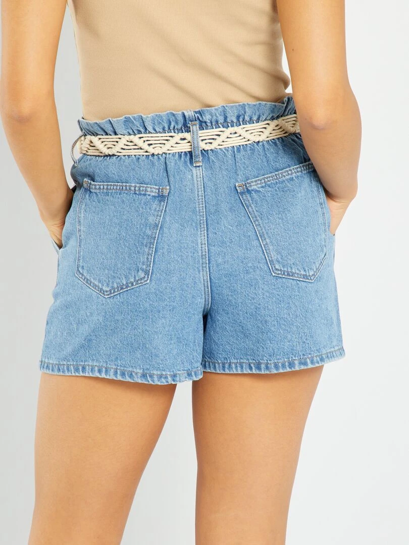 Short en denim paperbag   Bleu
