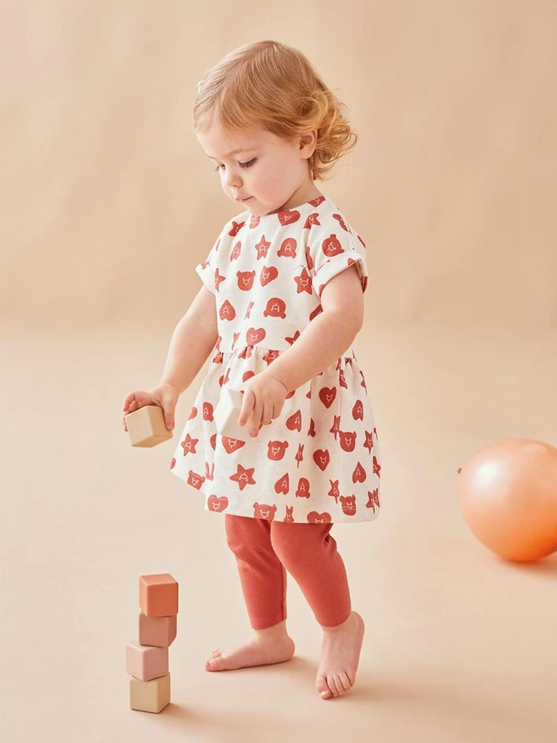 Set robe + legging écru/rouge Noukie's Rouge