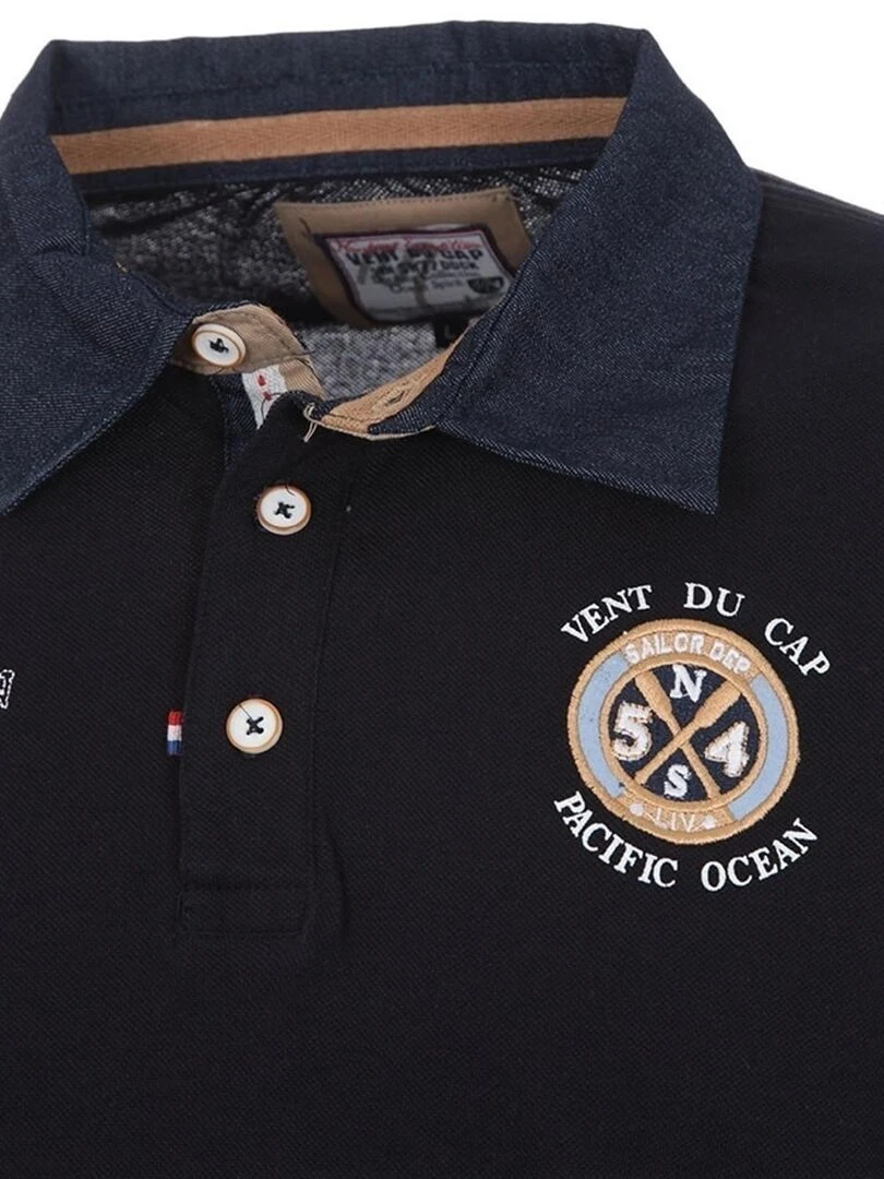 Polo manches longues garçon ECENICE   VENT DU CAP   Bleu marine