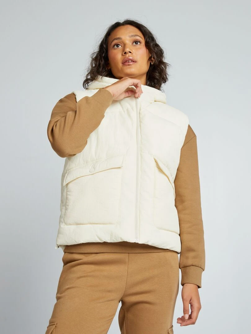 Doudoune matelassée sans manches   Ecru