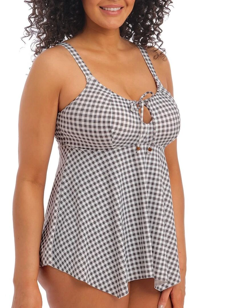 Haut de maillot tankini grande taille Checkmate Gris