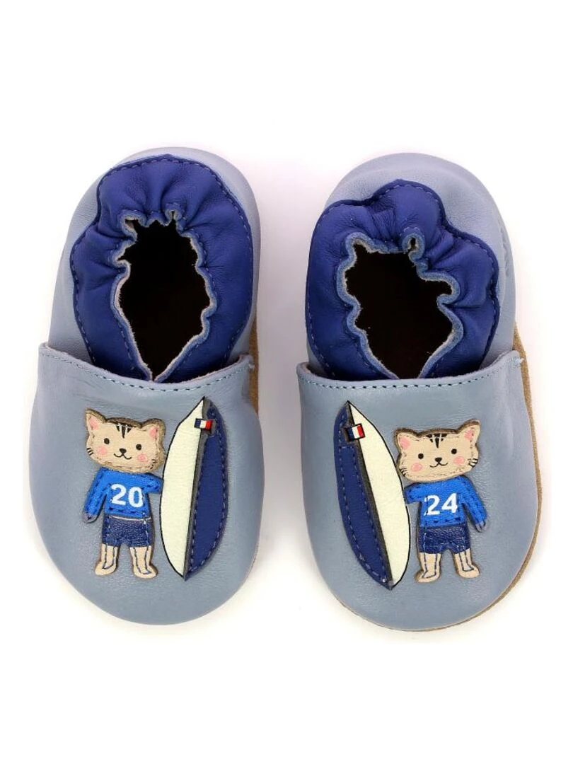 Chaussons Cuir Surfing Boy Bleu