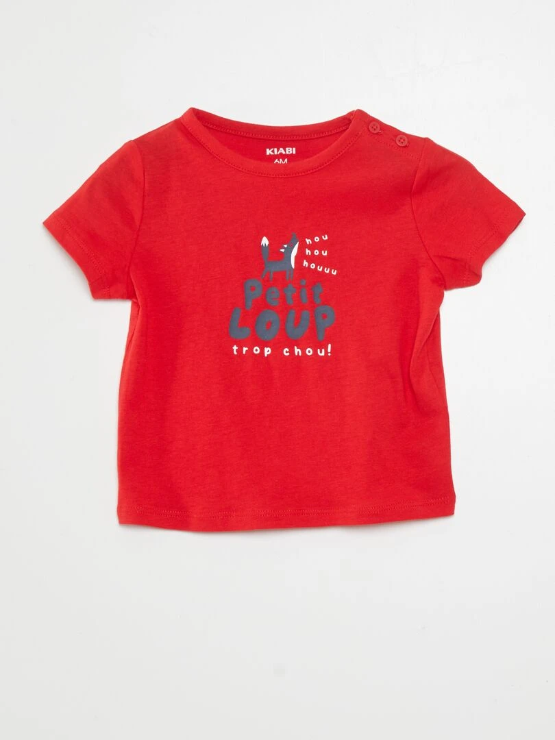 T shirt manches courtes imprimé Rouge