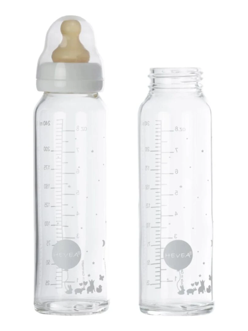 Lot de 2 biberons en verre 240ml Blanc