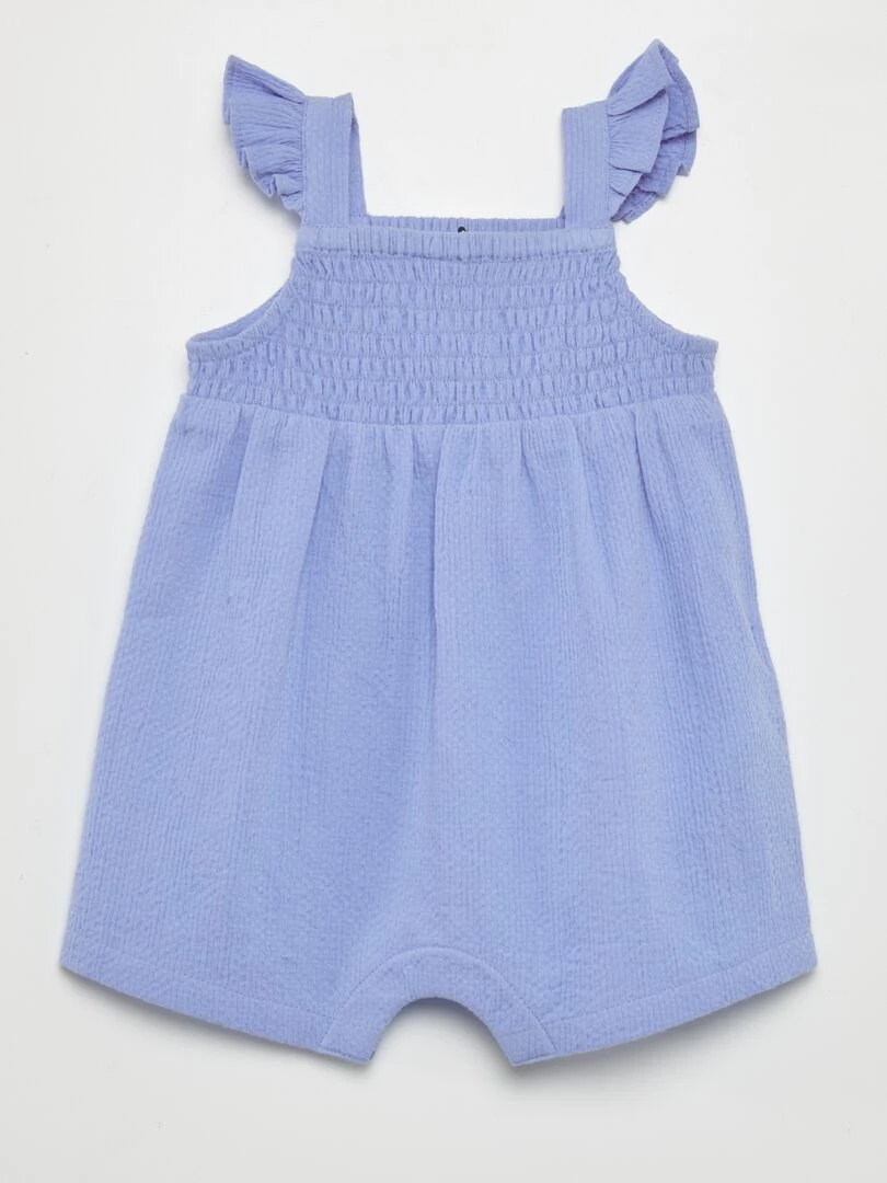 Combi short en maille gaufrée Bleu
